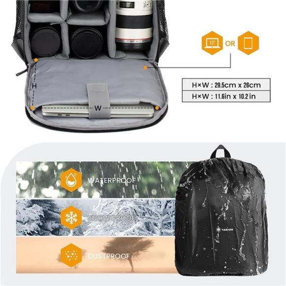 camera backpack snow rain SDYSM Backpack, Hardshell DSLR/SLR Camera Bag with Lens Pouch & 15.6